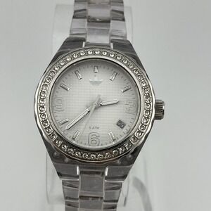 Adidas Watch Women 35mm Pave Silver Tone Date White Dial ADH2501- New‎ Battery